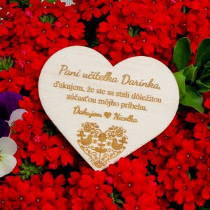 Drevené srdce PANI UČITEĽKE s venovaním