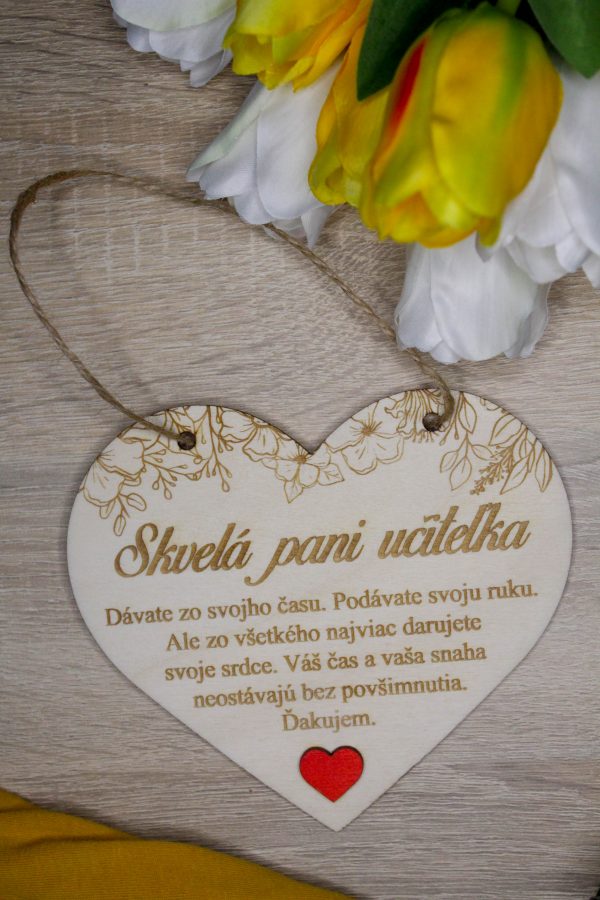 Drevené srdce Skvelá pani učiteľka - Image 2