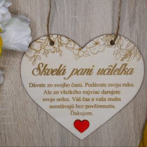 Drevené srdce Skvelá pani učiteľka