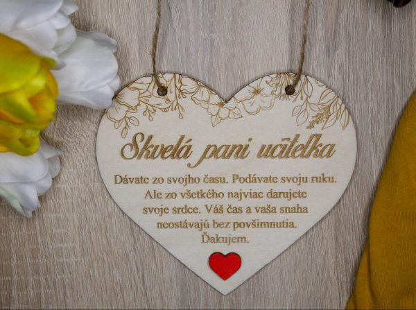 Drevené srdce Skvelá pani učiteľka