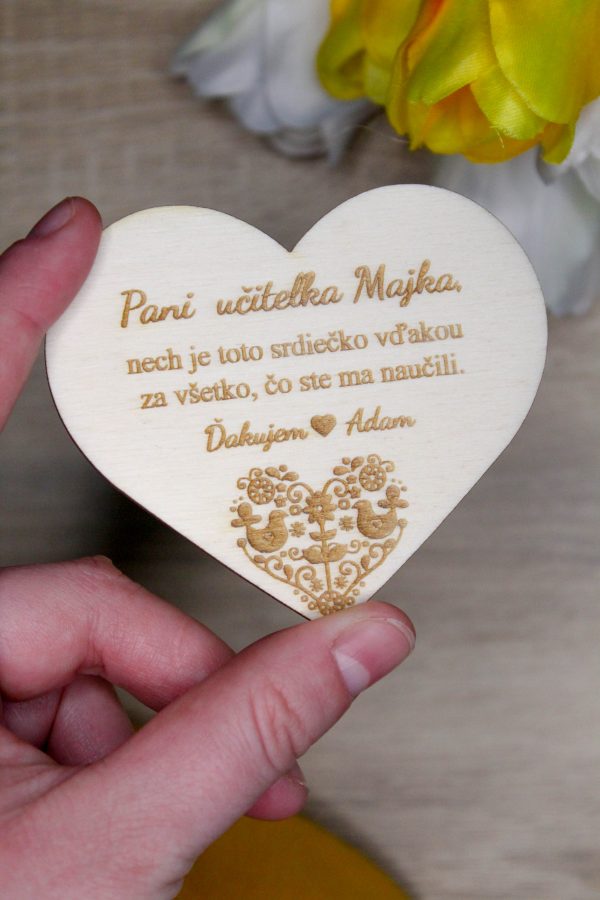 Drevené srdce PANI UČITEĽKE s venovaním - Image 2