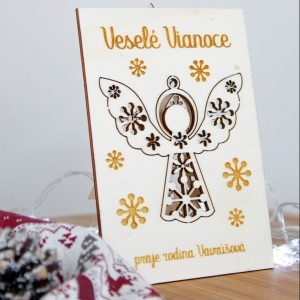 Drevený vianočný pozdrav ANJEL