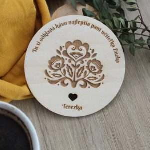 Drevená podšálka NAJLEPŠIA PANI UČITEĽKA